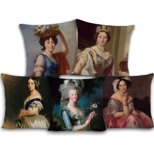 European Lady Beauty Cushion Cover Portrait Oil Painting Decorative Pillowcase 45X45cm Bedroom Sofa Decor Pillows Case