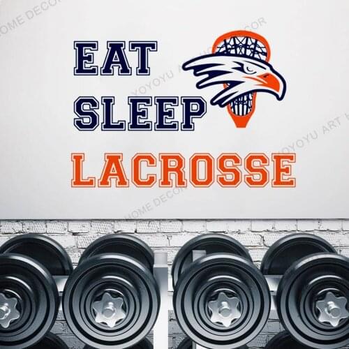Eat Sleep Lacrosse Classic Quotes Wall Decal Lacrosse Logo Home Decor Sports Wall Decal Lacrosse Sticker Mural Removable WZ251