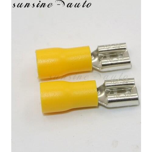 1000pcs Yellow INSULATED 6.3mm 1/4" FEMALE BLADE CRIMP TERMINALS CABLE/WIRE CONNECTORS 12-10AWG