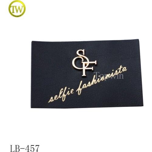 LB457 Jacket embossed metal logo leather labels for jeans leather patch