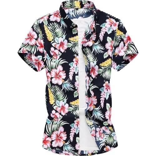 Summer new Men fashion floral Hawaiian vacation Party Hip hop Short sleeve shirts casual Plus Size 7XL shirt camisa masculina