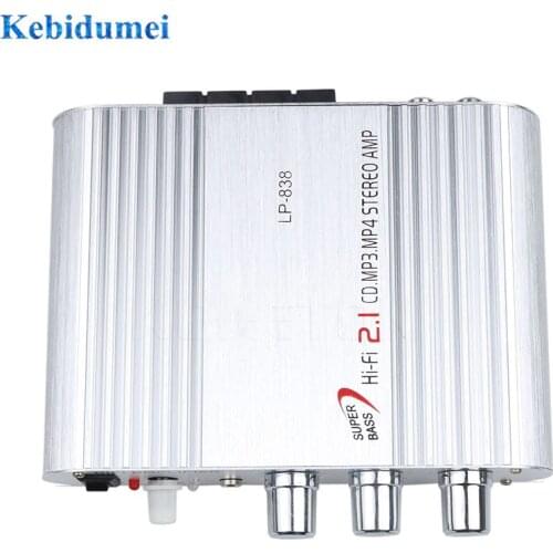 Lvpin LP-838 Car Channel Amplifiers Hi-Fi 2.1 Stereo Subwoofer Audio Bass Speaker Booster Connect With DVD Player Phone for Car