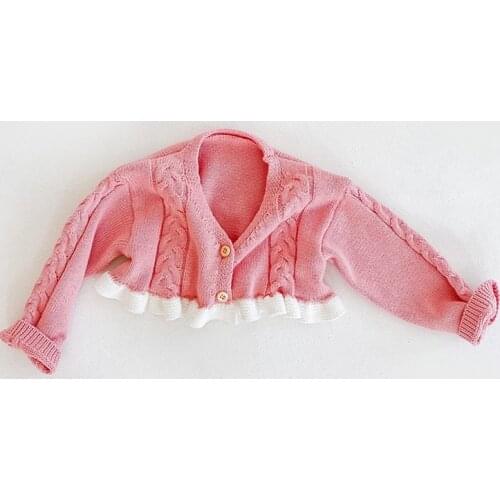 Cute Pink Toddler Cardigan Sweater Baby Girl Jacket Cotton Outerwear Fashion 3 6 9 12 18 24 Month Newborn Clothes OBS214862