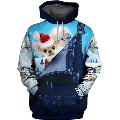 CLOOCL Graphic Overalls Men Hoodies Christmas Chihuahua Men Clothing 3D Print Casual Hoodie Unisex Harajuku Sweatshirts