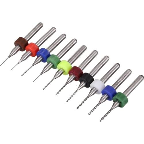 Pack of 10 Carbide mini Drill Bits CNC PCB (0.3-1.2mm)