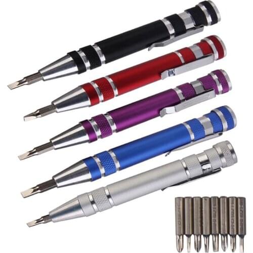 Multifunctional 8 in 1 Screwdriver Set Aluminum Precision Pen Screwdriver Set Repair Tools Kit for Mobile Phone Hand Tool Set