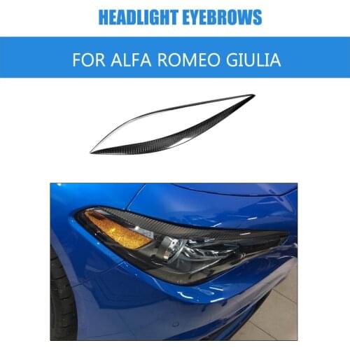 Headlight Eyebrows for Alfa Romeo Giulia Quadrifoglio Base Quadrifoglio Verde TI Sedan 4-Door 2015-2018 Dry Carbon Fiber Dry FRP
