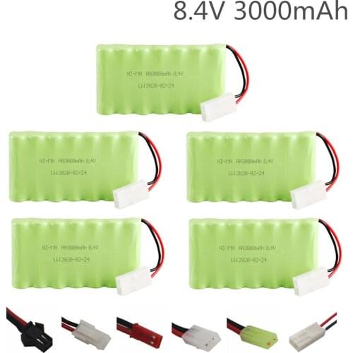 5PCS 8.4v 3000mAh NiMH Rechargeable Battery For Rc Car Tanks Trains Robot Boat Gun Toys Ni-MH AA 2400mah 8.4v Battery