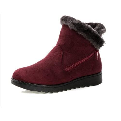 New Women Ankle Boots Winter Shoes Women New Fashion Wedge Platform Winter Warm Snow Boots For Female black red Winter Boots