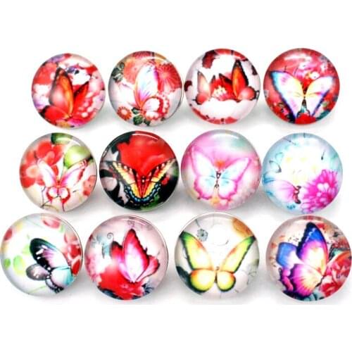 Wholesale 12pcs/lot glass insect 18mm butterfly snap buttons leather clasp snap button bracelet snap Bangles jewelry