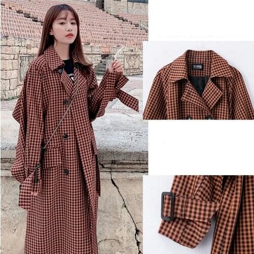 Quality Fashion Women Trench Plaid Coat Female Vintage Elegant Office Ladies Cloak Sashes Topcoat for Women Autumn Winter New
