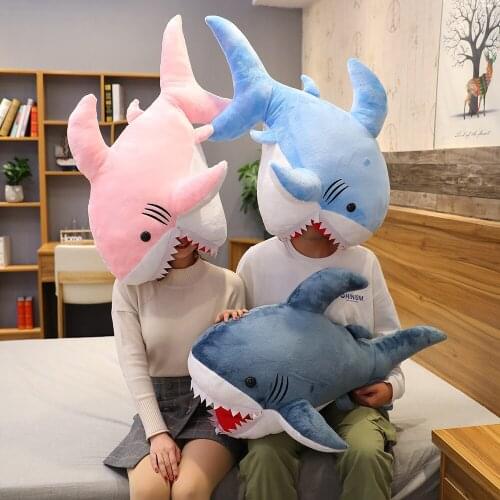 90cm Cartoon funny shark doll Creative plush toy soft animal stuffed pillow Big size Kawaii Birthday Xmas gift for child girl