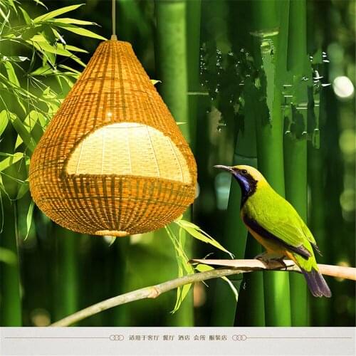 Southeast Asian garden bamboo Pendant Lights restaurant shops hotel bar cage creative rattan bamboo lamps YA7267