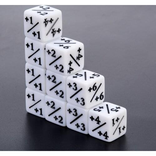 10Pcs +1/+1 White Dice Counters For Magic The Gathering & RPG MTG Table Party Bar Outdoor Interesting Games Portable Dices