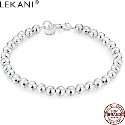 LEKANI Silver Plated Chain Link Bracelet Creative Sphere Rosary Bracelet For Women Personality Fashion Jewelry Birthday Gifts