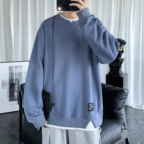 LISM Casual O Neck Sweatshirts Men Streetwear Solid Pullover Sweatshirt Hoodies for Teens Mens New 2021 Autumn Sweatshirt Male