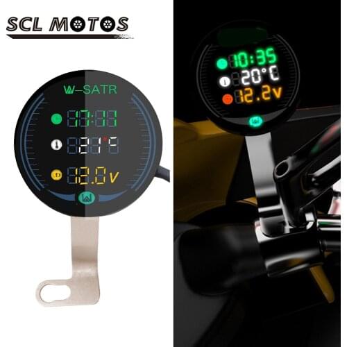 SCL MOTOS 3-in-1 Motorcycle Waterproof LED Night Vision Voltmeter Gauge Display Timetable Thermometer Temperature Speedometer