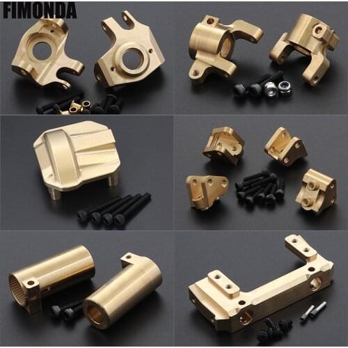 SCX10 II AR44 Axle Brass Counterweight Set Steering Knuckles Carriers Differential Cover for 1/10 RC Crawler Axial 90046 90047