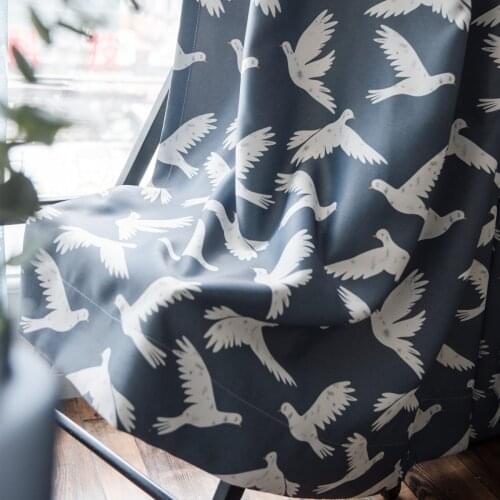 Modern Peace Pigeon Blackout Curtains for Bedroom Living Room European Style Window Fabric Drapes