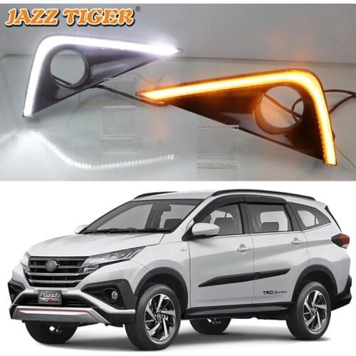 12V Led Daytime running lights For Toyota Rush 2018 2019 Drl with turn signals for cars auto fog lights headlights Fso flashes