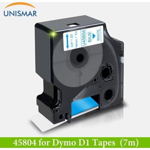 Unismar Blue on White 19mm Label Maker Compatible for Dymo D1 45804 Tapes LabelManager 350 360D 420P 400 Letter Printer Ribbon