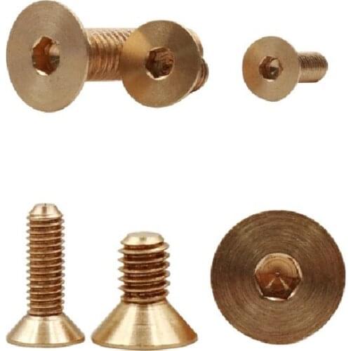 Pure copper hexagon socket screw, countersunk flat head hexagon socket brass screw, flat cup bolt M2M2.5M3M4M5M6M8*4 5 6 8 20 30