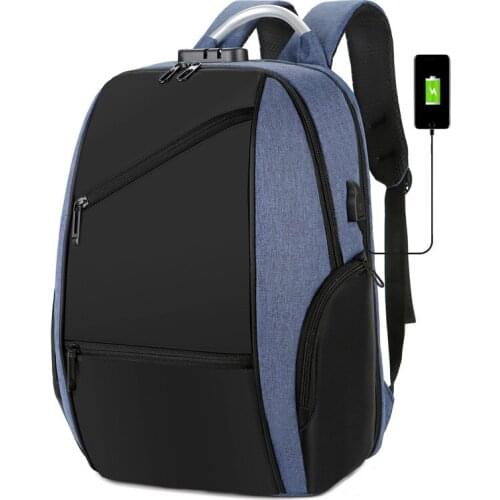 Large Capacity Men Backpack Anti Theft Code Lock Oxford Black USB Bagpack Male