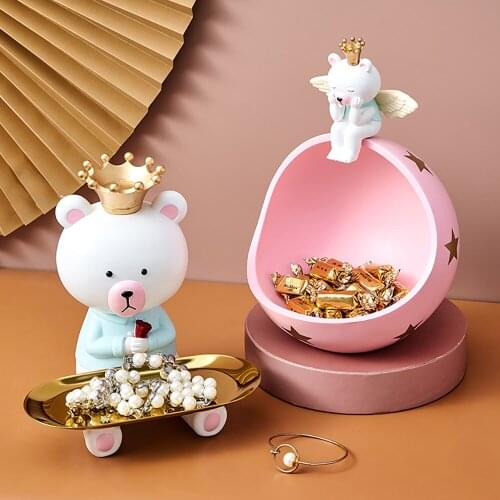 Cartoon Prince Bear Sculpture Resin Jewelry Storage Storage Box Storage Box Organizer Desktop Organizer Storage Drawers