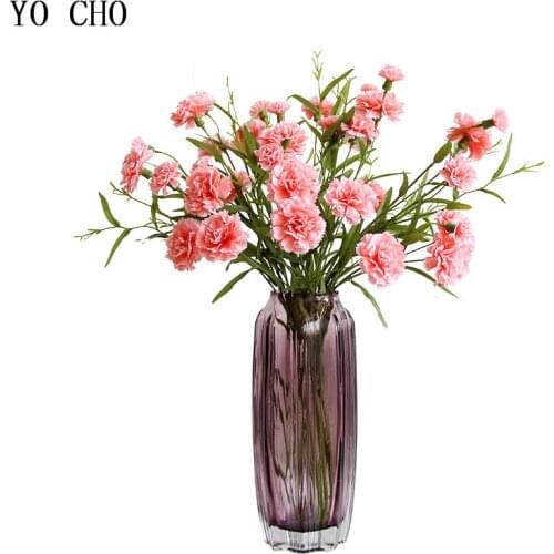 YO CHO 6 Heads Autumn Wedding Decoration Mariage Leaves Diy Fake Flowers Christmas Decorations For Home Artificial Carnation