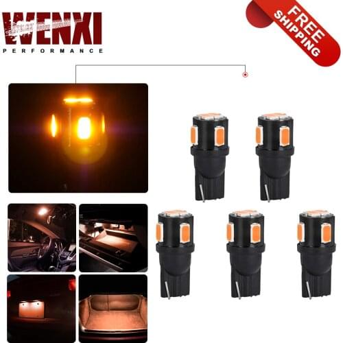 Yellow LED Bulb 194 168 T10 2825 W5W 1800K 5630 SMD For Car Interior Map Dome Door Trunk Light
