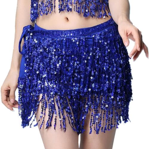 15 Colors Women Bellydance Clothing Accessories Tassel Belts 4 Rows Strips Belly Dance Hip Scarf Sequins Belt Rectangle
