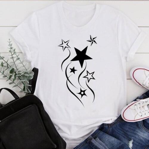 Women Clothes Cartoon Star Simple New 90s Ladies Summer Print Fashion Tshirt Female Short Sleeve Tee Top Graphic T-shirt