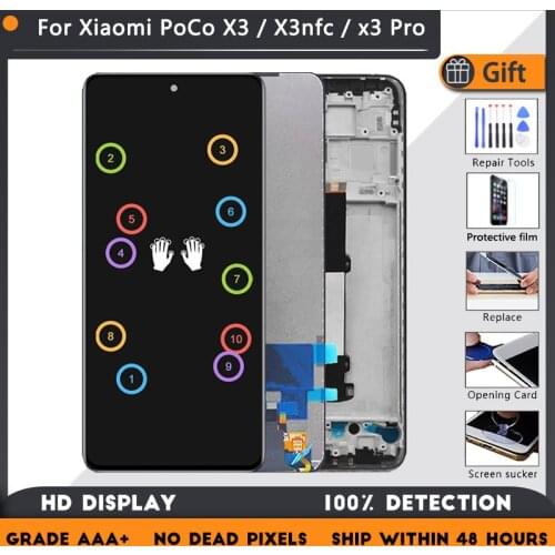 For Xiaomi POCO X3 Display LCD Touch Screen Digitizer For POCO X3 NFC LCD Replacement Parts M2007J20CG Display