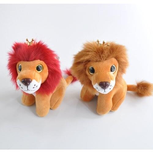 1pc 10cm Cartoon Animal Backpack Bag Crown Lion Soft Key Chain Ring Plush Keychains Doll Toy