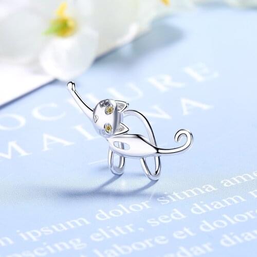 1 pcs Fashion Cat Stud Earrings For Women Ear Cuff No Piercing Jewelry Without Hole eh1004