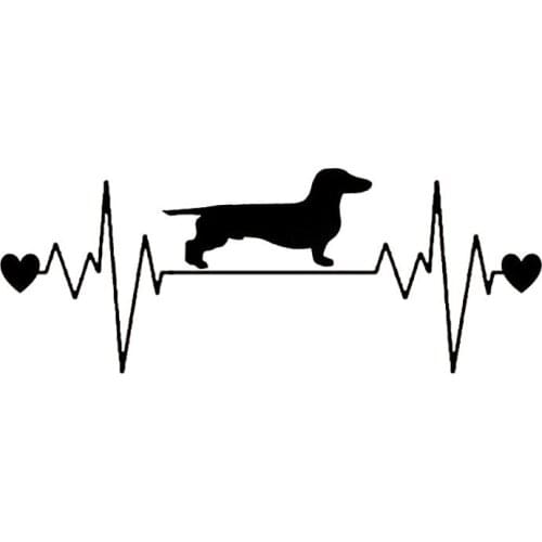 1 Pcs Dachshund Heartbeat Car Stickers Reflective Vinyl Decal Car Styling Truck Decoration 20.3*7.7CM