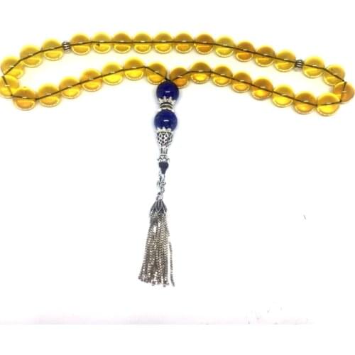 100% Natural Amber 10mm Muslim Taisbha 33 rosary lazuli S925 Accessories Advanced Moslem Supplies Wholesale Free Shipping