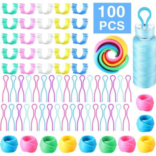 100pcs Bobbin Thread Buddies Set Includes Bobbin Holder Clips Color Thread Clips Holder Tool for Sewing Machine Accessories