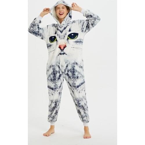 3D Cat Unisex Adult One-Piece Pajamas Cosplay Cartoon Animal Onesies Sleepwear Pyjamas Christmas Halloween Thanksgiving Costume