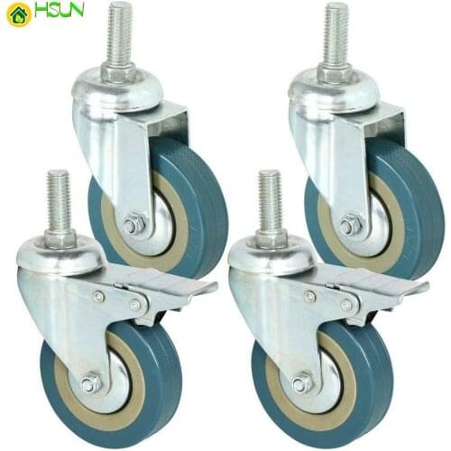 4 pcs Heavy Duty 3inch/ 75mm Swivel Castor with Brake Trolley Casters wheels for Furniture