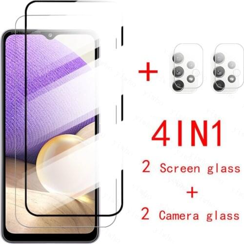 4 in 1 Tempered Glass For Samsung Galaxy A32 5G A31 A30 Screen Protector Full Cover Camera Lens Film For Samsung A32 Glass