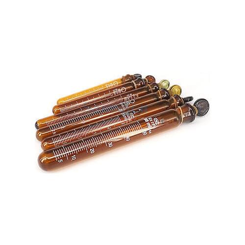 5/10/20/15/25/50ml Graduated Lab Brown Glass Test Tube Round Bottom with Stopper Labware