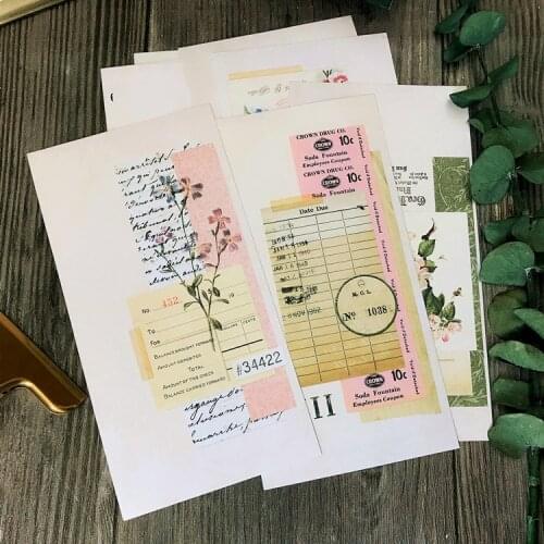 9pcs Tim Holtz Style Plant Retro Stickers TN Hand Account Background Material Sticker Cute Journal Supply Papeleria Stationery