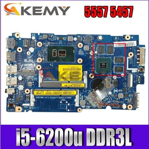Akemy LA-D051P for DELL 5557 5457 Laptop motherboard SR2EY i5-6200u DDR3L tested
