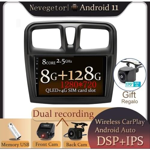 8G+128G Android 11.0 DSP Car Radio Multimedia Video Player For Renault Logan Sandero 2014-2019 Navigation GPS no 2 din