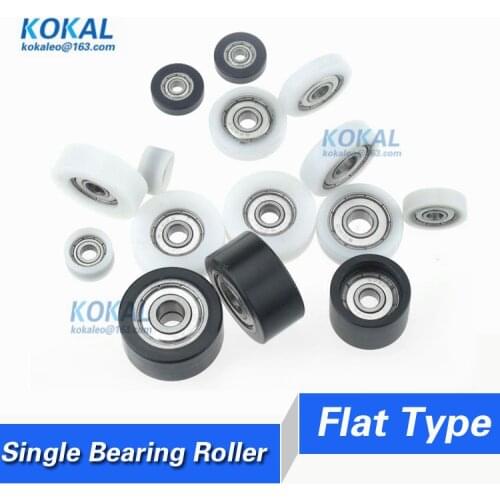 Free shipping 10PCS high quality low noise ball bearing roller wheel Flat type plastic bearing pulley 17/18/21/22/24/25/28MM