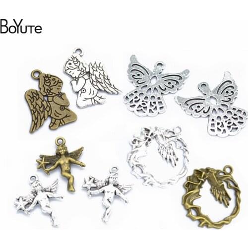 BoYuTe (60 Pieces/Lot) Metal Alloy Vintage Angel Girl Fairy Pendant Charms Diy Hand Made Jewelry Accessories