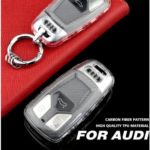 Solf TPU Car Key Case Cover For Audi A4 A4L 8S 2017 2016 Allroad Q5 Q7 SQ7 TT TTS B9 S4 S5 Accessories 3 Button Key Remote