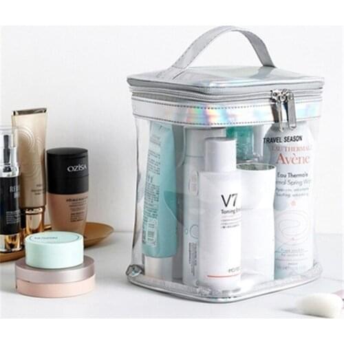 Travel Transparent Cosmetic Bag PVC Women Zipper Clear Makeup Organizer Portable Beauty Makeup Case Bath Toiletry Wash Pouch