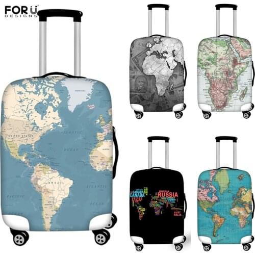 FORUDESIGNS Travel Accessories World Map Thick Luggage Cover Trunk Case Apply to 18-32 inch Suitcase Elastic Protective Covers